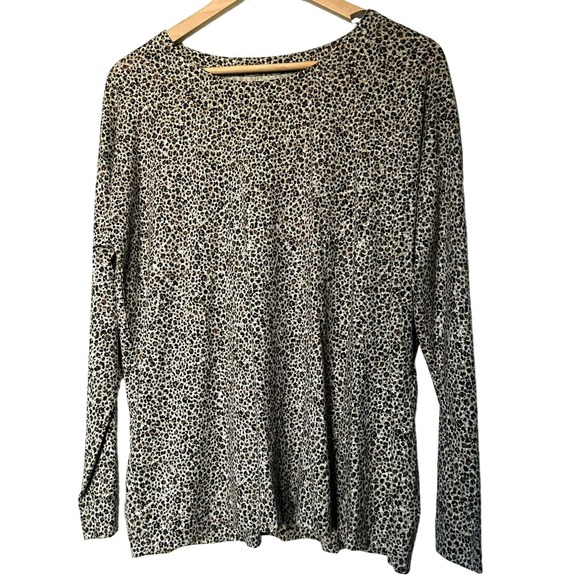 J.Jill Tops - J. JILL NWT Women Large Luxe Supima Relaxed Tee Long Sleeve Animal Print Leopard